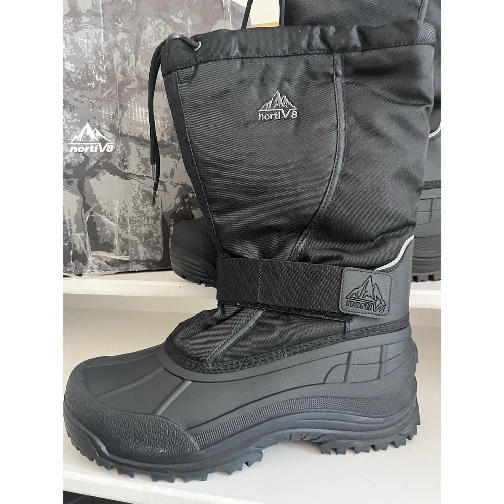 New! Nortiv 8 Men's Tall Winter Snow Boots QUEBEC Black Waterproof Mens 11